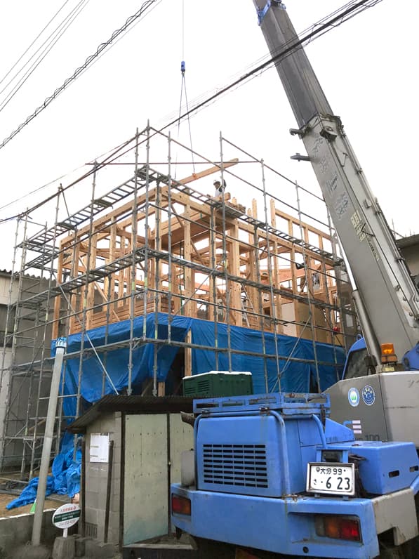 岩田町Ｔ邸の上棟がおこなわれました。